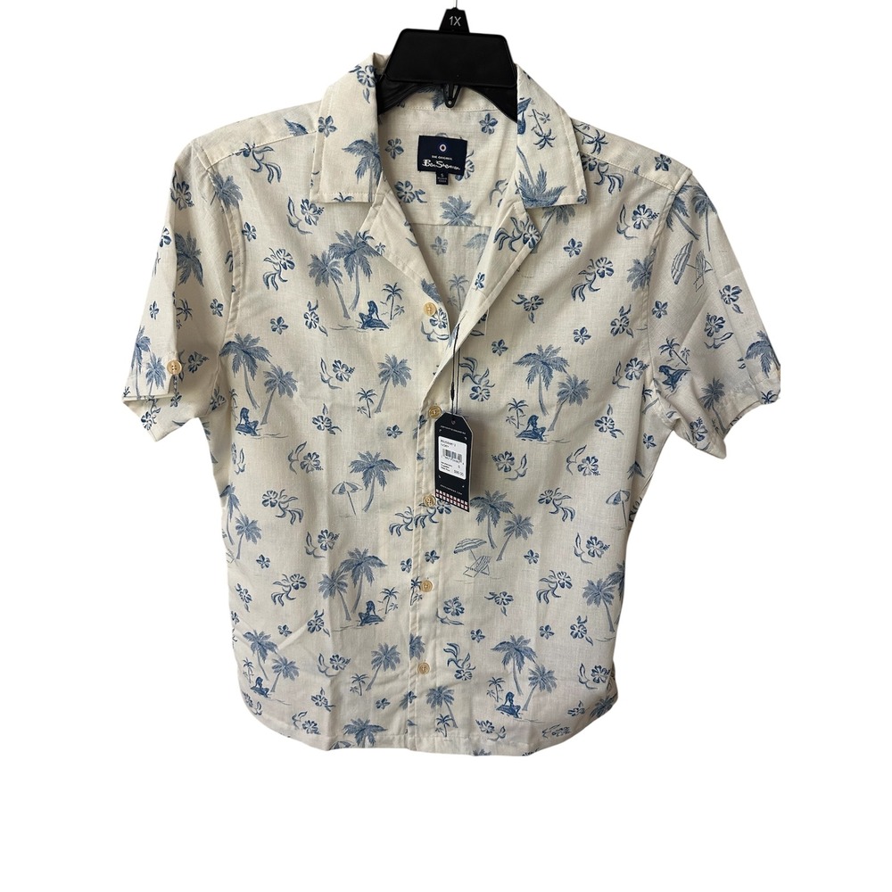 NWT Ben Sherman Men's Hawaiian Print‎ Short Sleeve Shirt – Size S – Retail $99